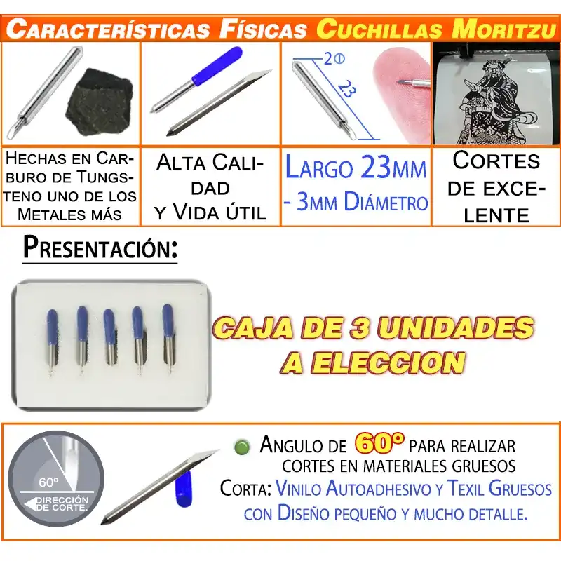 Cuchilla de 60° para Plotter de Corte 5 Unidades - Imagen 3