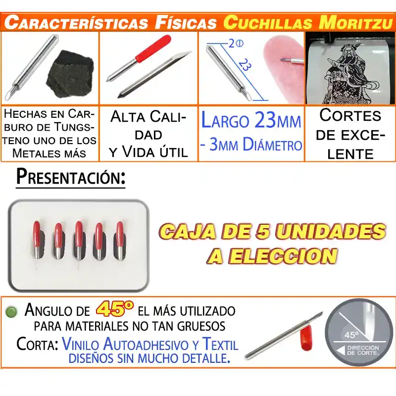Cuchilla de 45° para Plotter de Corte 5 Unidades - Imagen 3