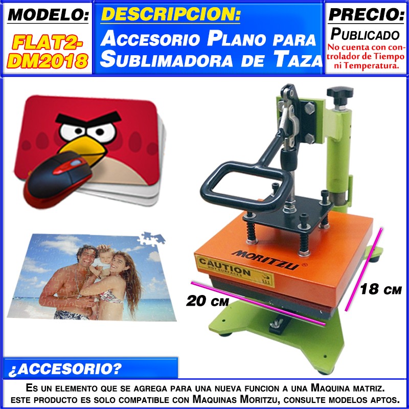 FLAT2-DM2018, Accesorio Plano para Estamapdora de Tazas - Imagen 2