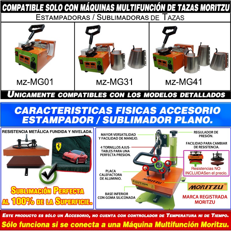 FLAT2-DM2018, Accesorio Plano para Estamapdora de Tazas - Imagen 3